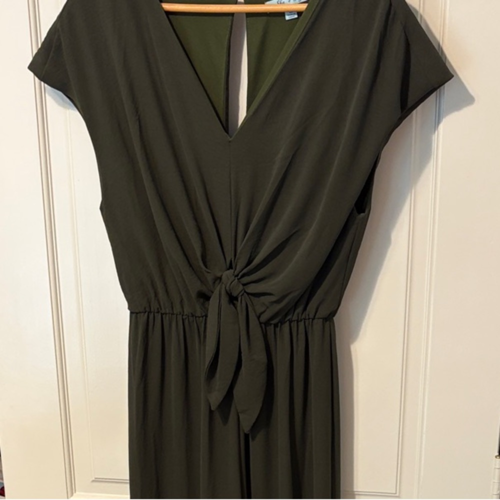 She-sky large Olive Tie-Front Maxi pantsuit - Women